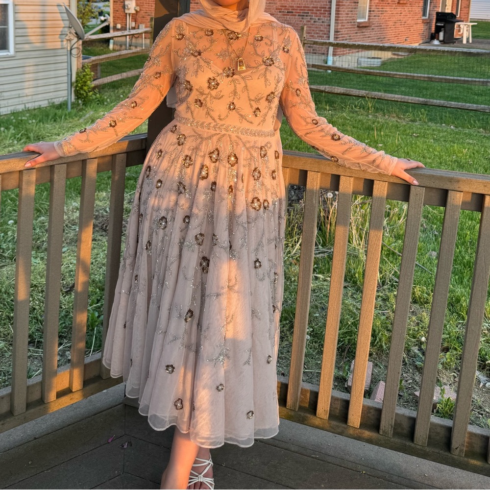 Mac Duggal Pink Short Sleeve Sundress for Wedding Guest